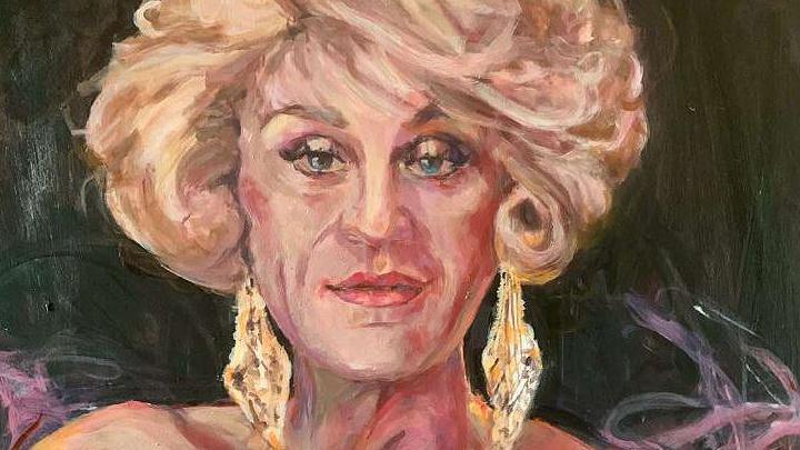 Painting of Foo Foo Lammar drag artist by Jo Carlon