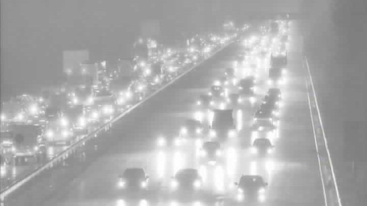 A screenshot from a traffic camera showing congestion on the M5. 