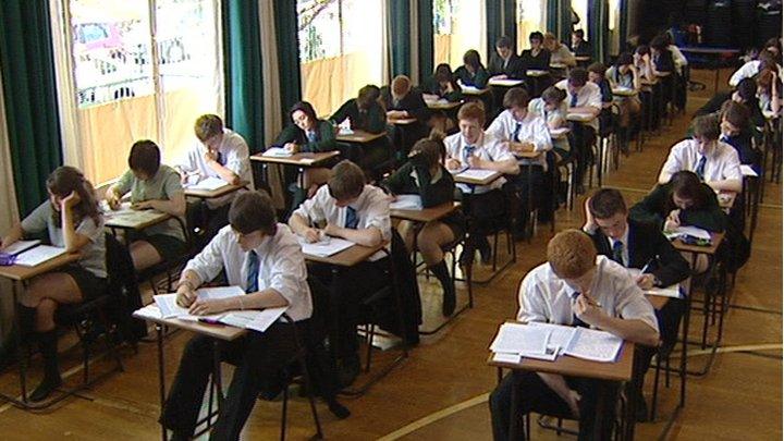 Students taking exams