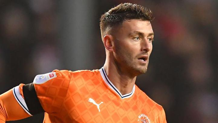 Gary Madine playing for Blackpool