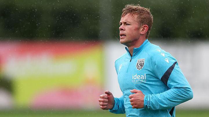 New West Bromwich Albion signing Aune Heggebo in action during pre-season training 