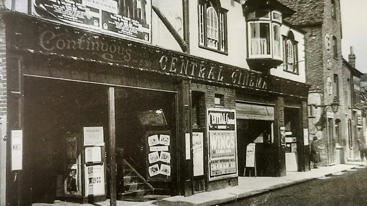 Black and white photo of Central Cinema in the 1920s when they took over the old car showroom space