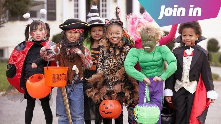 A group of children dressed up for Halloween