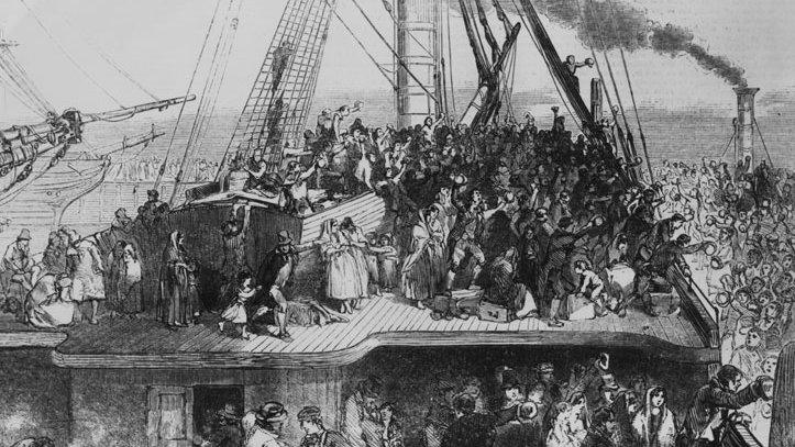 Immigrants left Ireland in vessels that were termed 'coffin' ships