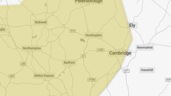 Map shows a large section of yellow for affected areas.