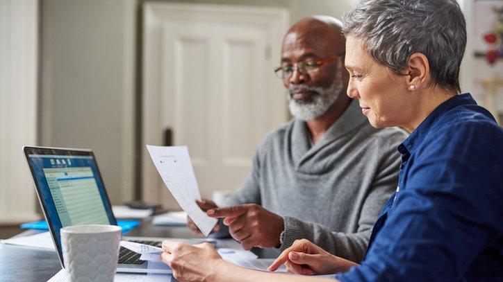 Couple studying finances