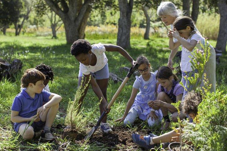 children gardening