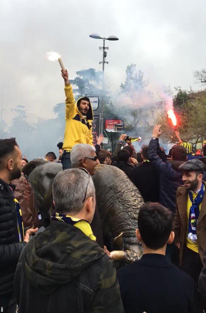 Fenerbahce fans congregate before Sunday's game