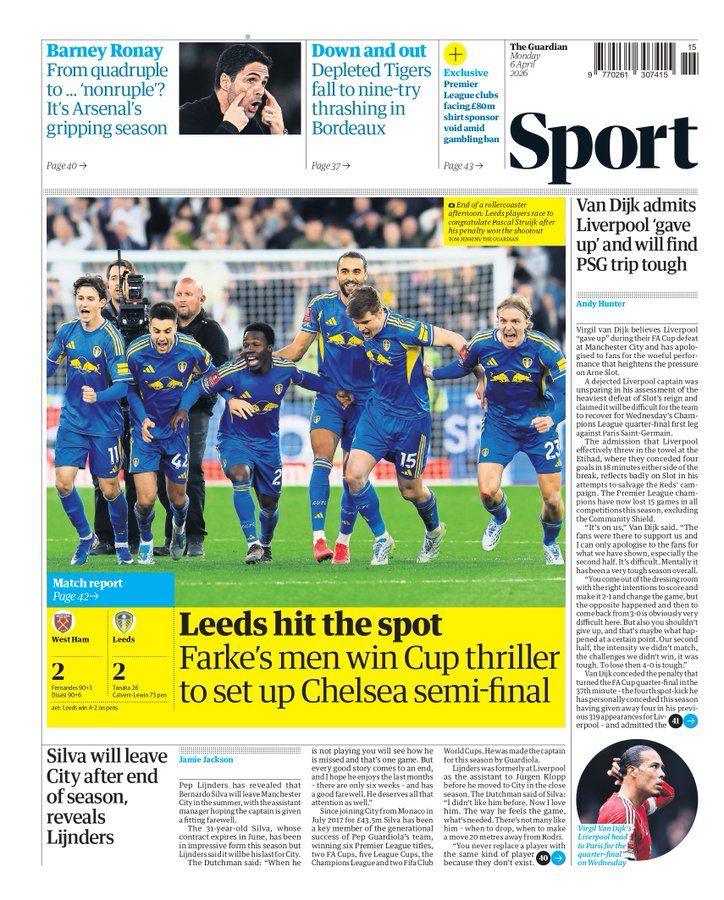 The Guardian back page