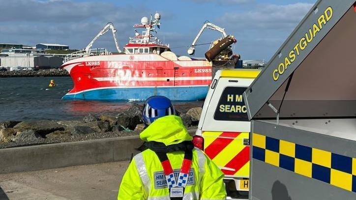 Fishing boat aground