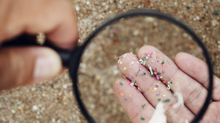 Microplastics seen under a magnifying glass