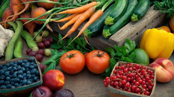 A variety of fruit and vegetables