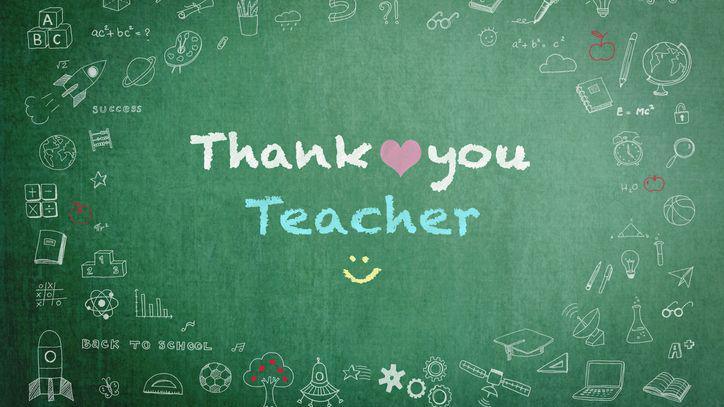 A sign saying thank you teacher.