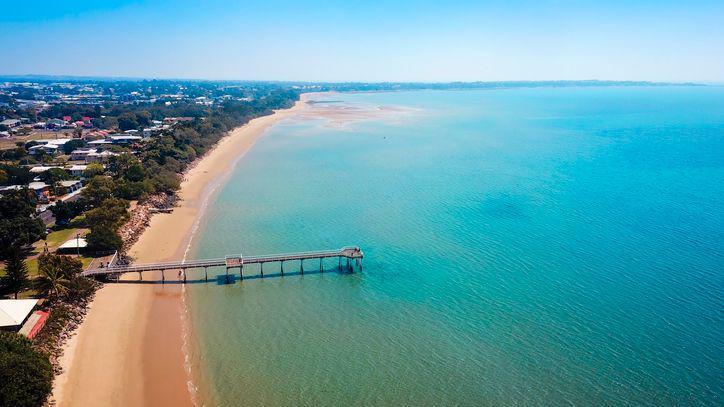 Aerial views of Hervey Bay in Queensland.