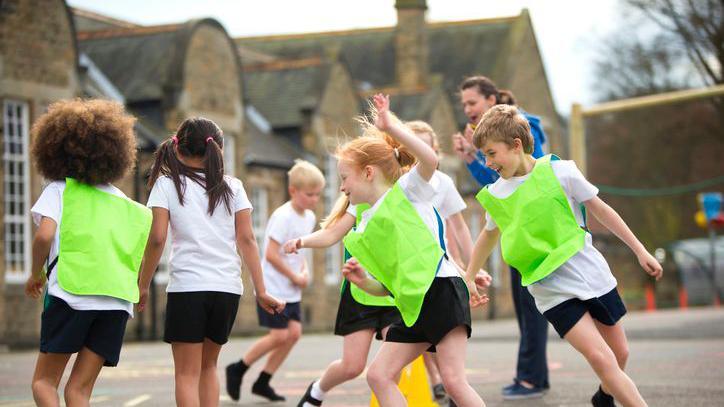 Kids taking part in PE lesson.