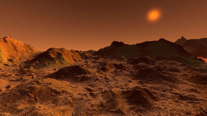 3D illustration of the surface of Mars.