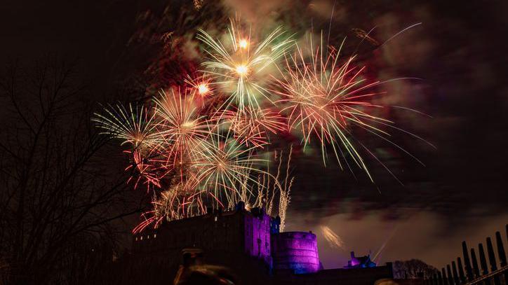 2024 Hogmanay fireworks celebrations at Edinburgh Castle.