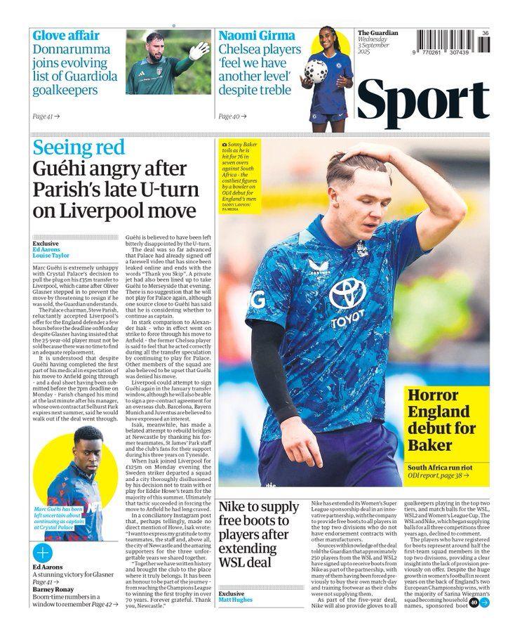 Guardian sports section
