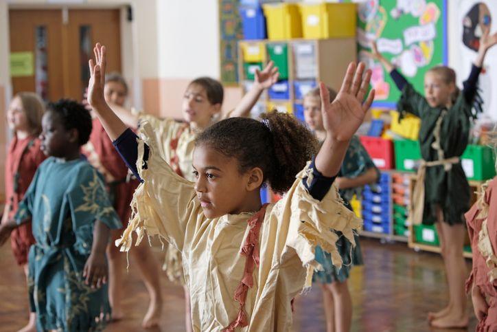 Children taking part in a drama class.