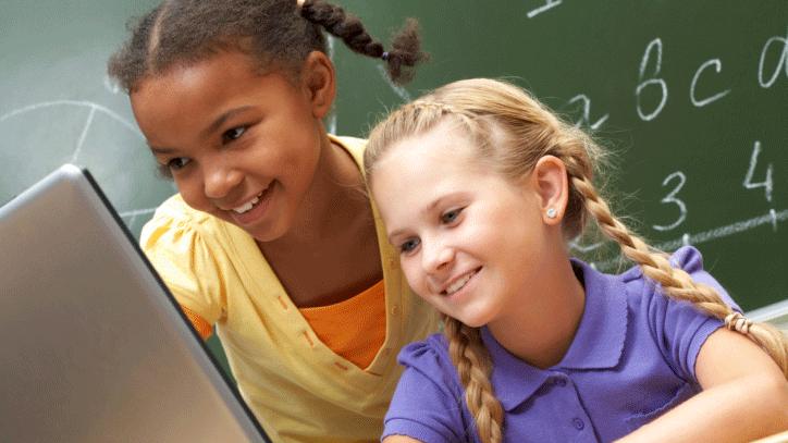 Children using laptop