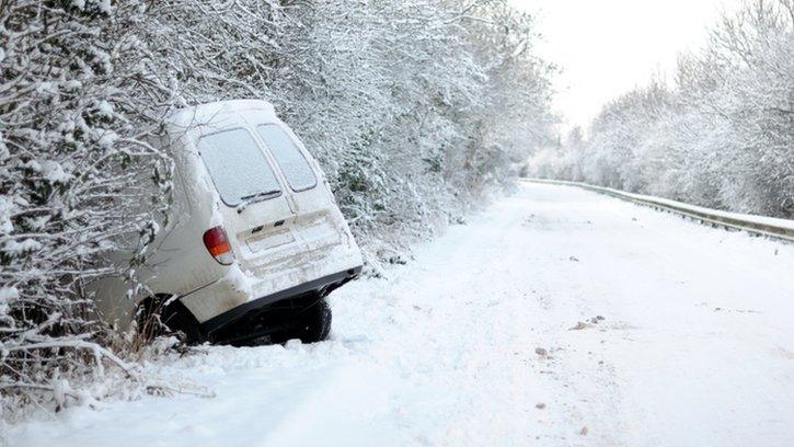 Van in ditch