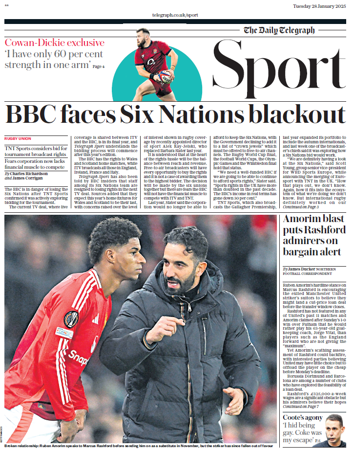 Telegraph sport lead page