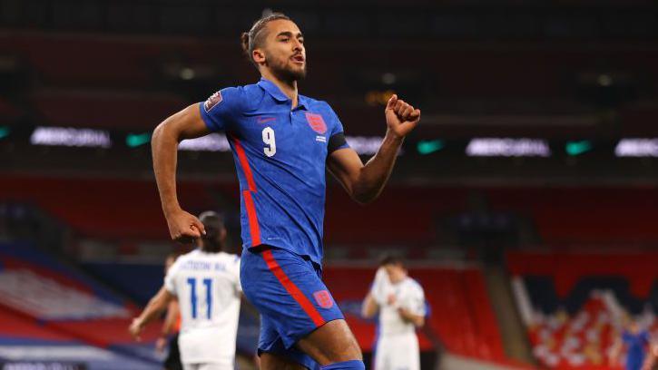 Dominic Calvert-Lewin celebrates scoring for England