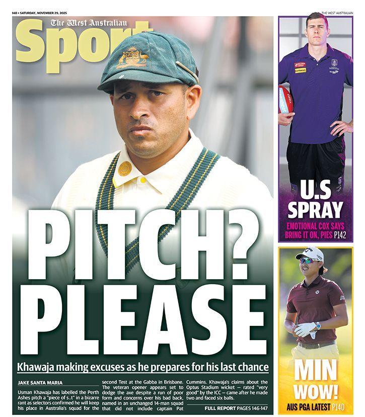 Back page of the West Australian paper on 29 November