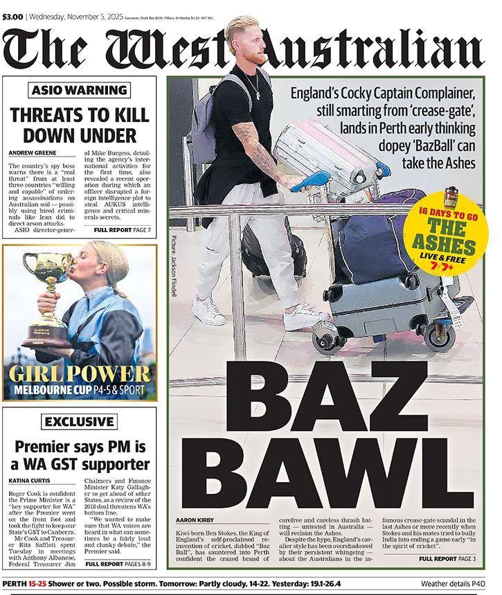Front page of the West Australian