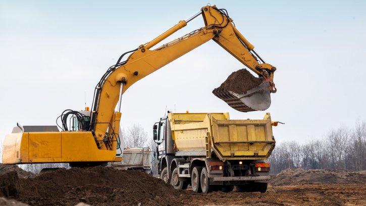 Excavator on construction site