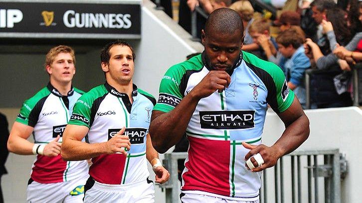 Ugo Monye leads out Harlequins