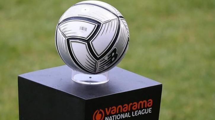 A National League branded football on a plinth