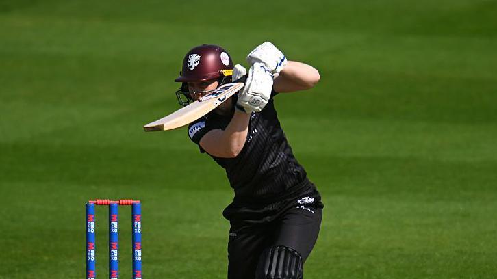 Somerset Women's Heather Knight in action, playing a cover drive.