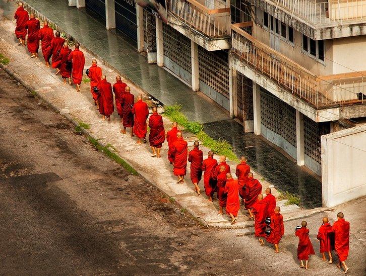 Group of young Buddhist monks