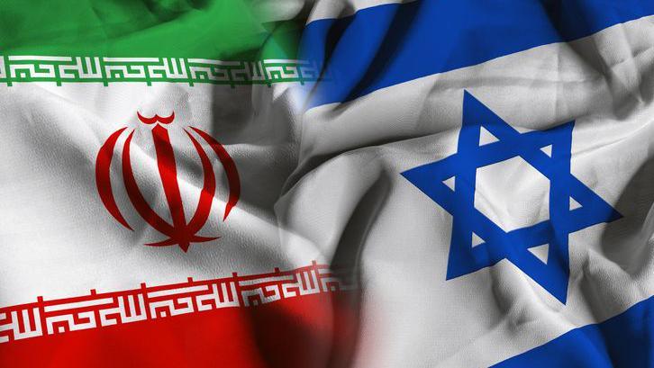 Flags of Iran and Israel.