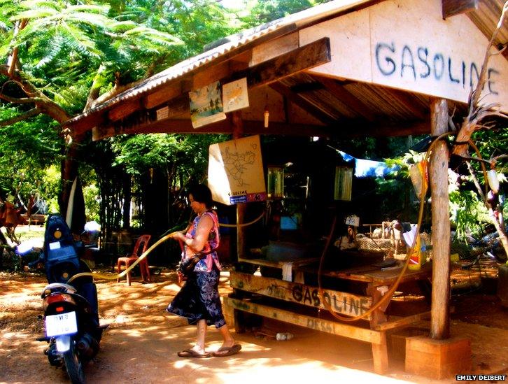 Scooter at petrol station