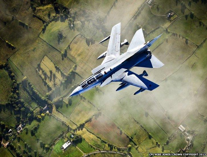 A Tornado GR4 training over the north-west of England