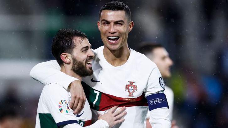 Bernardo Silva with Cristiano Ronaldo