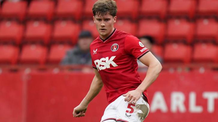 Lucas Ness playing for Charlton against Derby at The Valley in February 2024