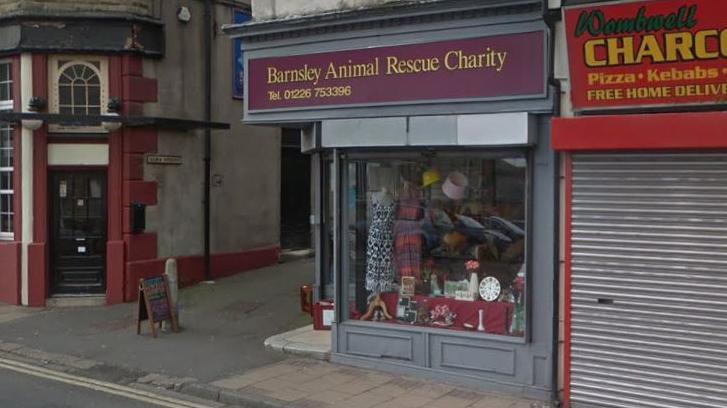 The outside of a Barnsley Animal Rescue Charity shop