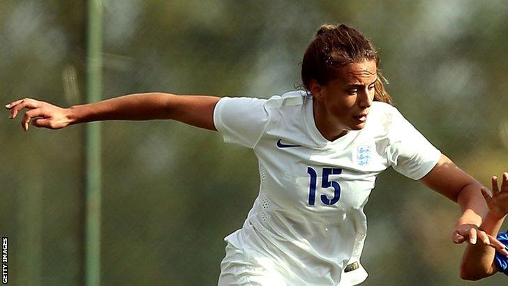 Ashleigh Plumptre in action for England Under-19's