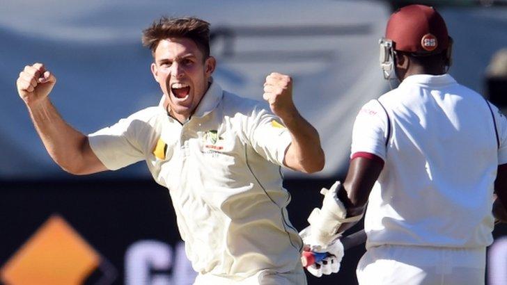 Mitchell Marsh celebrates a wicket