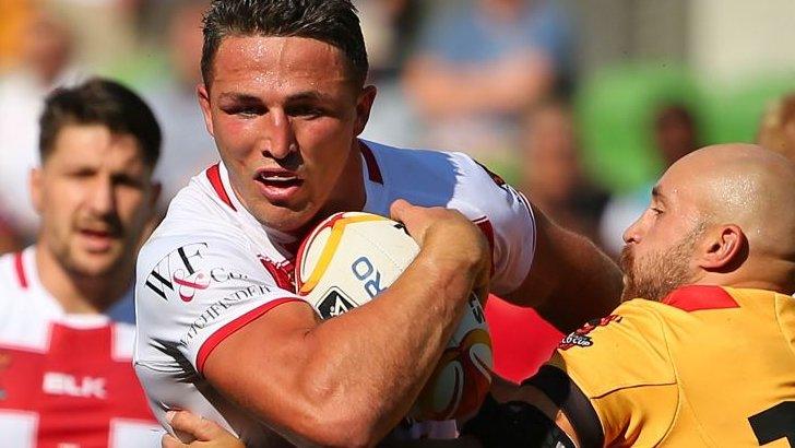 Sam Burgess in action for England at the World Cup