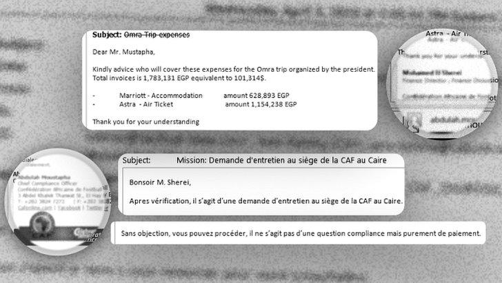 A blend of two internal Caf emails relating to costs for the May 2018 Umrah trip