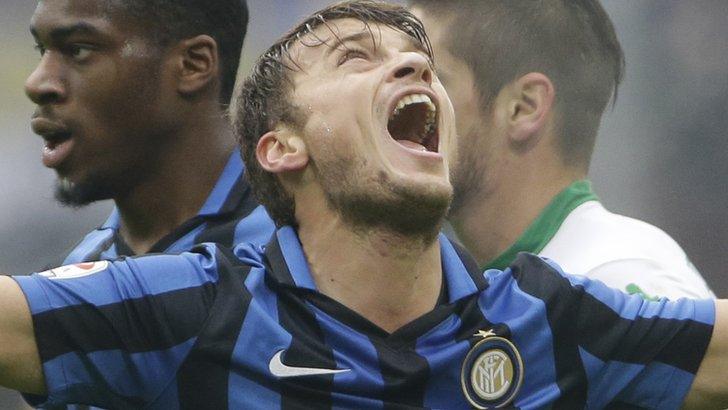 Inter Milan"s Adem Ljajic reacts after missing a chance against Sassuolo