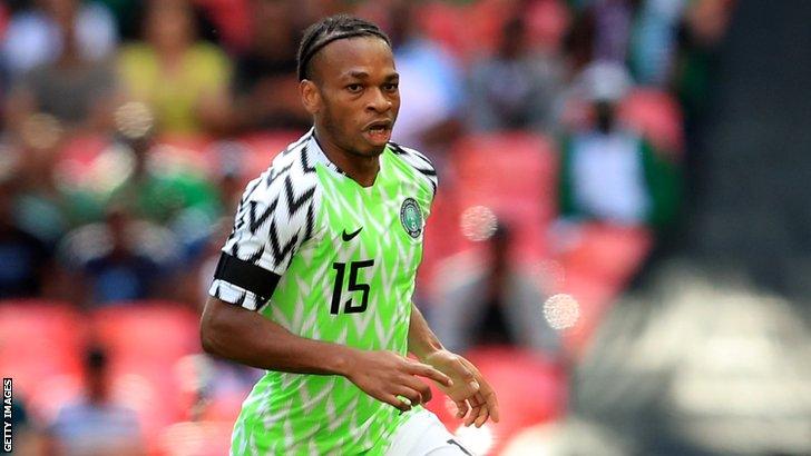 Joel Obi in action for Nigeria in 2018