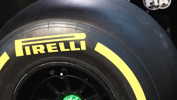 A Pirelli Formula 1 tyre during a grand prix weekend