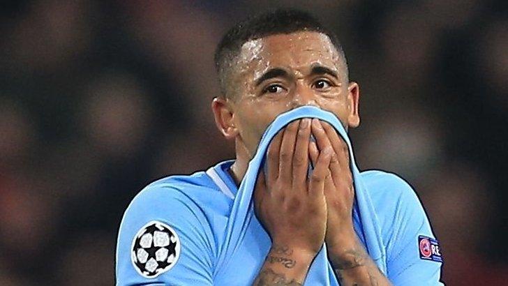 Manchester City's Gabriel Jesus reacts to defeat by Liverpool