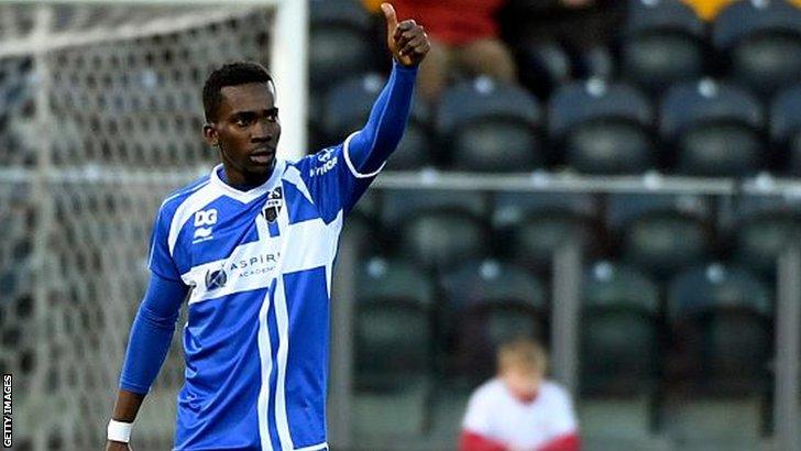 Nigeria's Henry Onyekuru during his time with Belgian club KAS Eupen in 2016