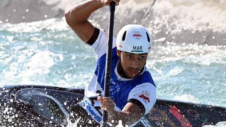 Moroccan canoeist Mathis Soudi in action at the Tokyo Olympics